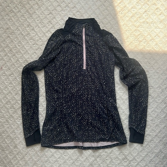lululemon athletica Tops - lululemon black & pink speckled half-zip pullover
